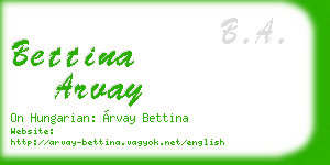 bettina arvay business card