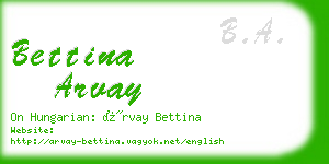 bettina arvay business card